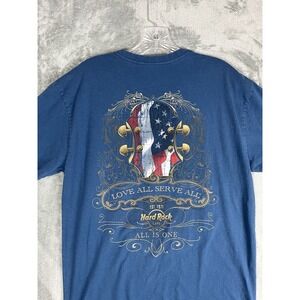 Hard Rock Cafe Niagara Falls Graphic Tee TShirt Mens Large Blue Guitar Music